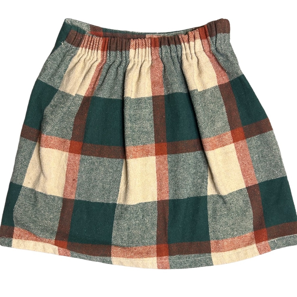 Plaid Girl’s Skirt in Green and Cream